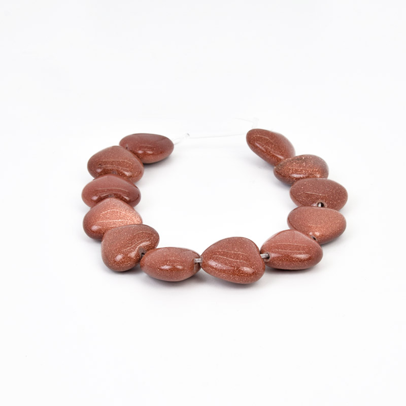 Бусины Авантюрин Золотой песок, Синт. камень, 16х16 мм, Сердце, 18 см (BUS-058174)