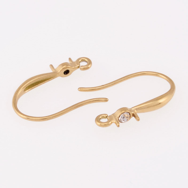 Швензи із нерж. сталі зі стразами, 17х11 мм, Золото (STL-055915)