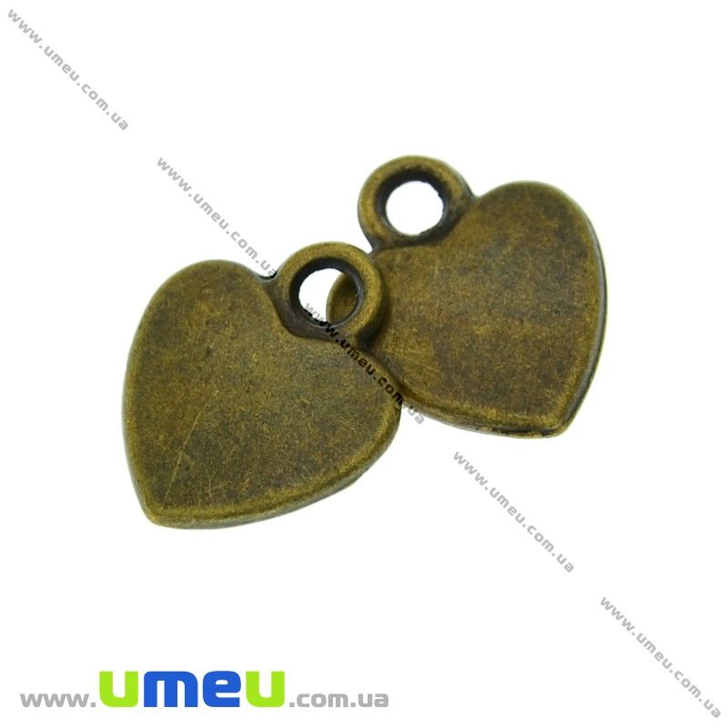 Подвеска метал. Сердечко, 12х10 мм, Античная бронза (POD-003359)