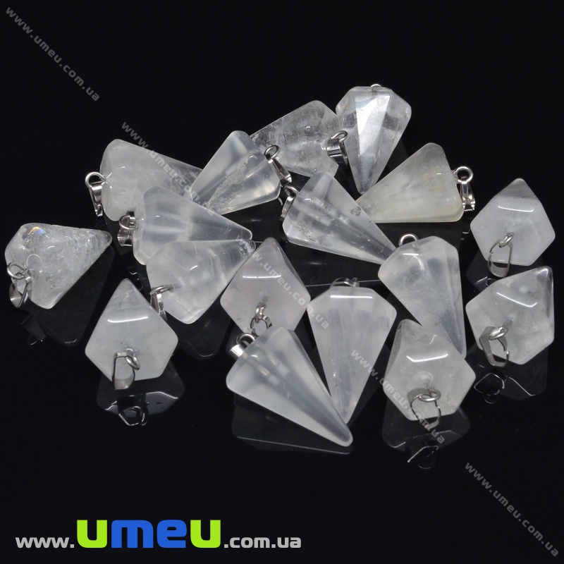 Подвеска из натурального камня Маятник, Горный хрусталь, 33х15 мм (POD-009365)