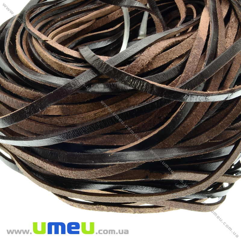 Шкіряний шнур плоский, 5х2 мм, Коричневий (LEN-021772)