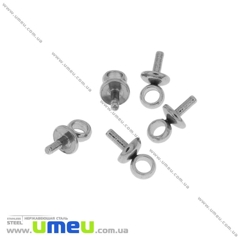 Штифт під клей з нерж. сталі, 6,5х3 мм, Темне срібло (STL-032711)