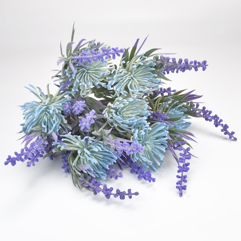 Букет хризантем з лавандою, 35 см, Блакитний (DIF-059293)