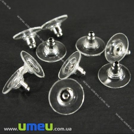 Заглушки для пусет, Темное серебро, 12х7 мм (OSN-000445)