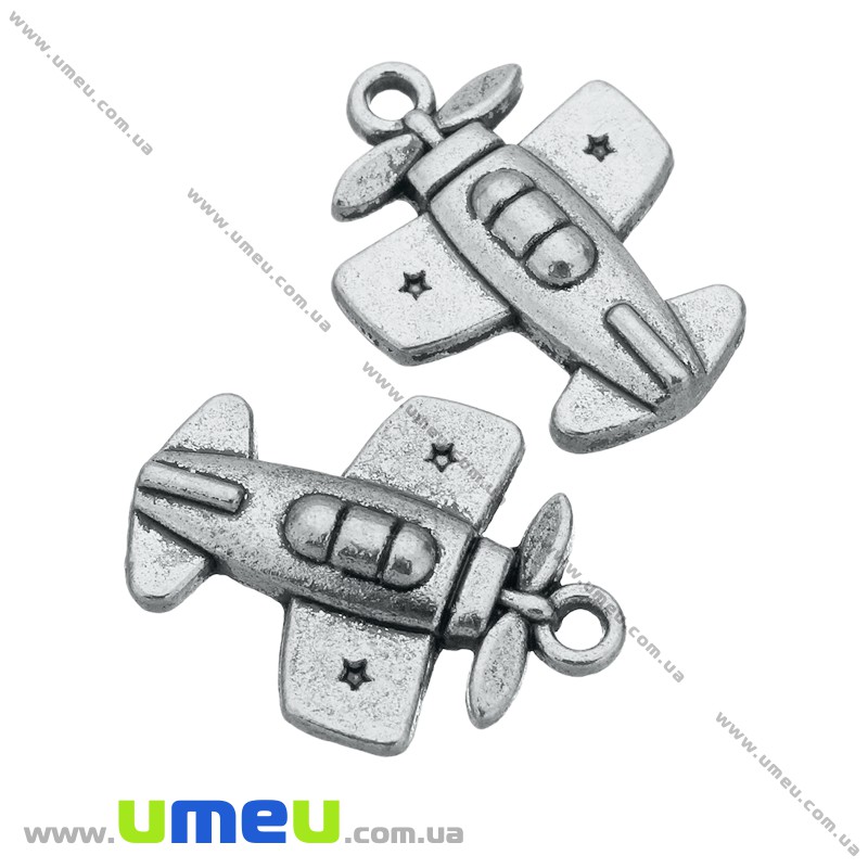 Підвіска метал. Літачок, 20х15 мм, Античне срібло (POD-001256)