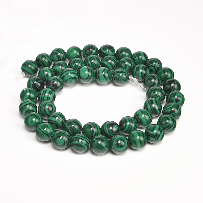 Намистини Малахіт, Синт. камінь, 8 мм, Круглі (BUS-053934)