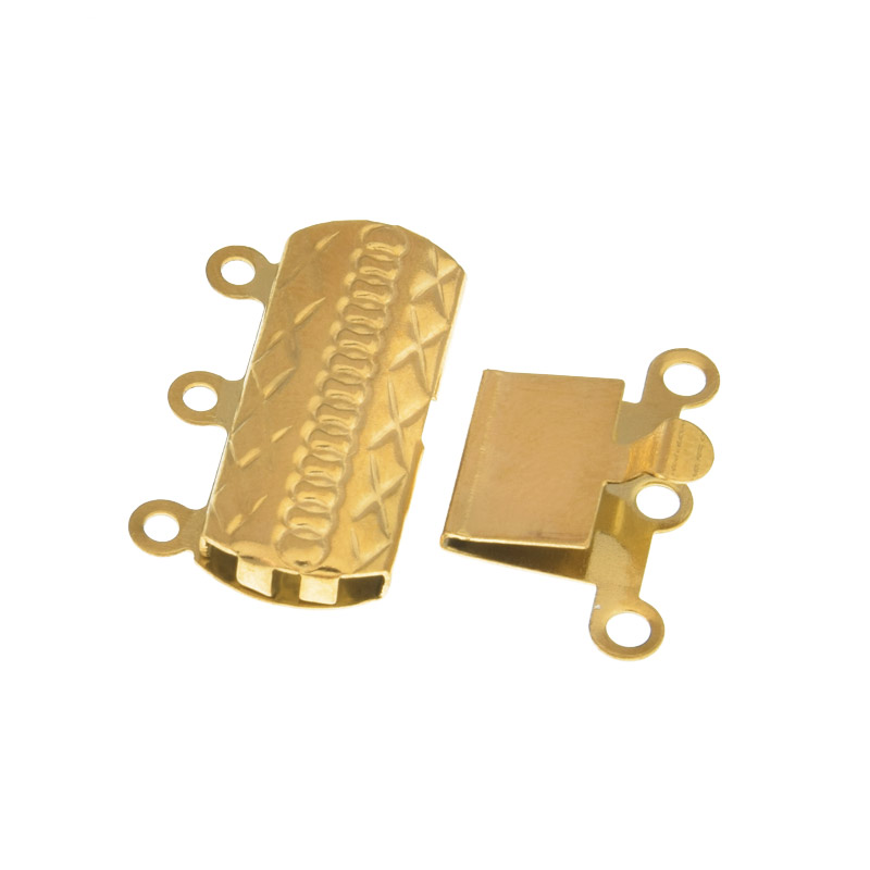 Замок-защелка на 3 нити из нержавеющей стали, 19,5х14 мм, Золото (STL-057019)