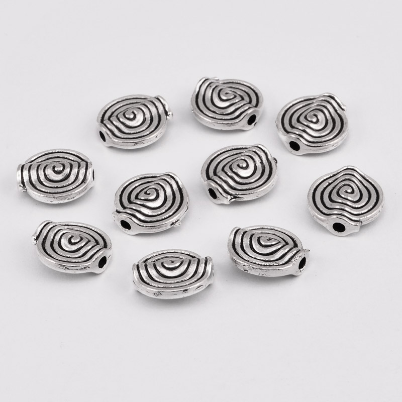 Намистини мет. Спіраль, 10,5х10,3 мм, Античне срібло (BUS-055355)