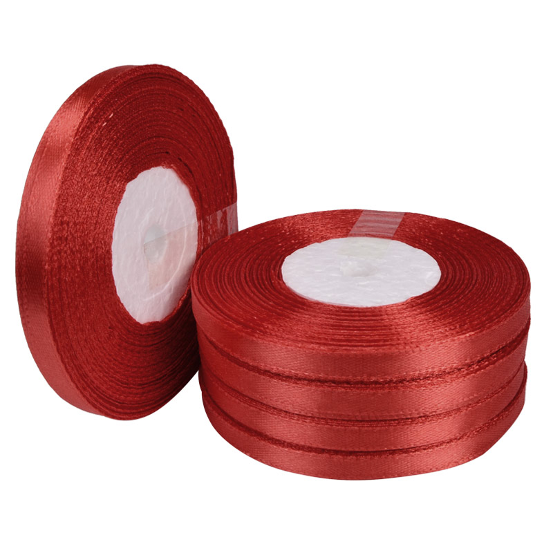 Атласна стрічка, 6 мм, Червона (LEN-052814)