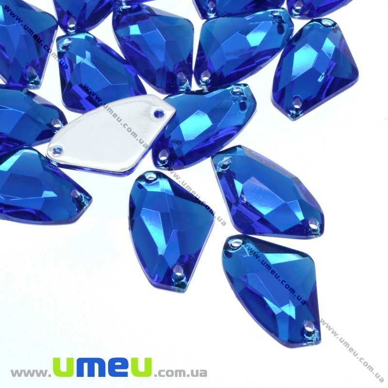 Пришивний кристал пласт. Трикутник гранований, 17х10 мм, Синій (KAB-012207)