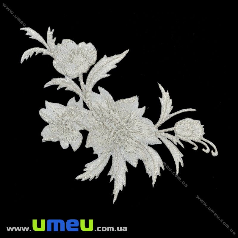 Термоаплікація Квіти, Срібляста, 12х8 см (APL-016424)