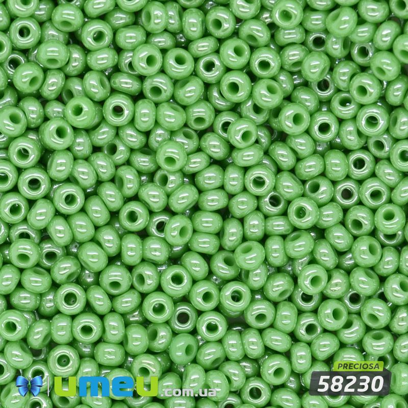 Бісер чеський №881/58230, Зелений, Перламутровий, 10/0 (BIS-047766)