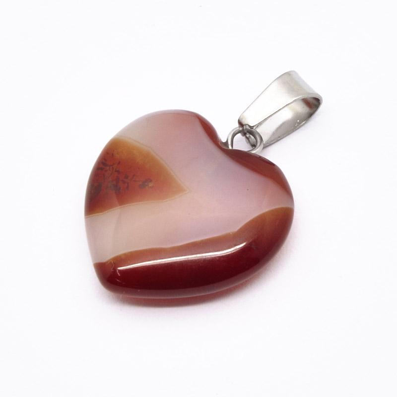 Підвіска Серце, Натур. камінь Сердолік, 20х20 мм (POD-054356)