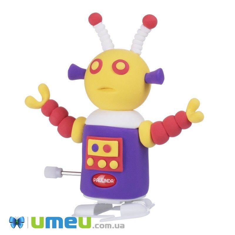 Маса для ліплення Paulinda Super Dough Robot заводний механізм (крокує), фіолетовий (DIF-043520)