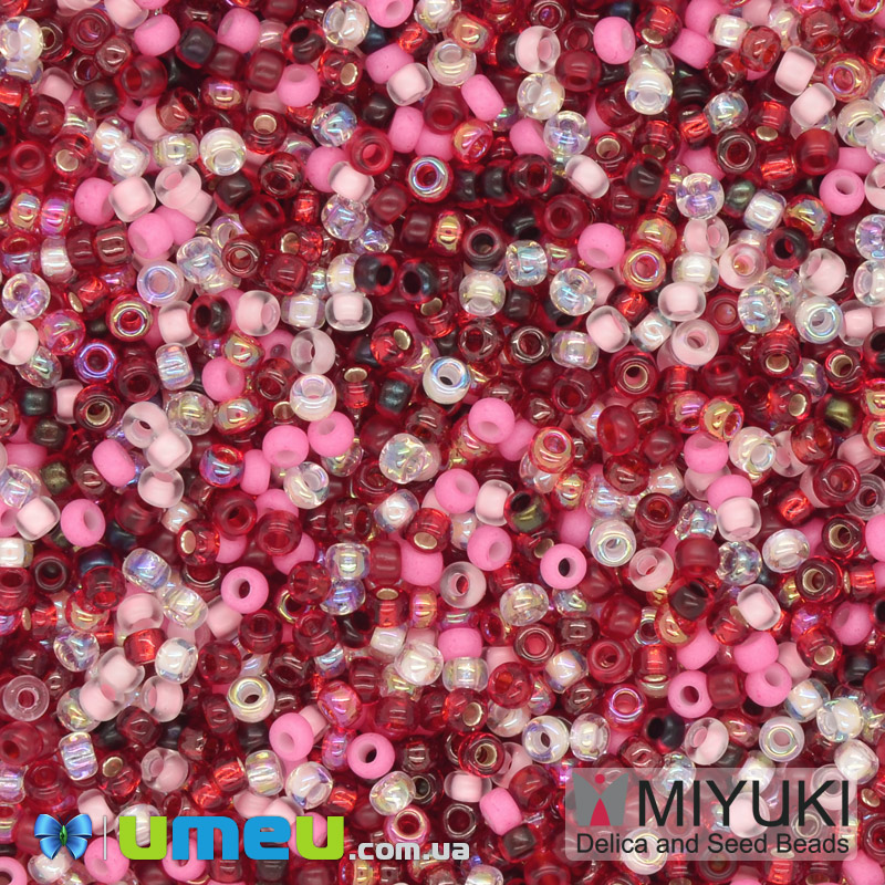 Бісер японський Miyuki круглий RR 11/0 №MIX05, Мікс червоний (BIS-040542)