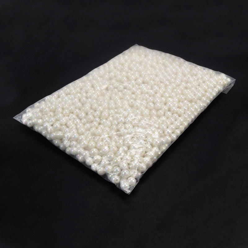 Намистини для сумок ОПТ, Пластикові райдужні, Круглі, 8 мм, Кремові (BUS-060284)