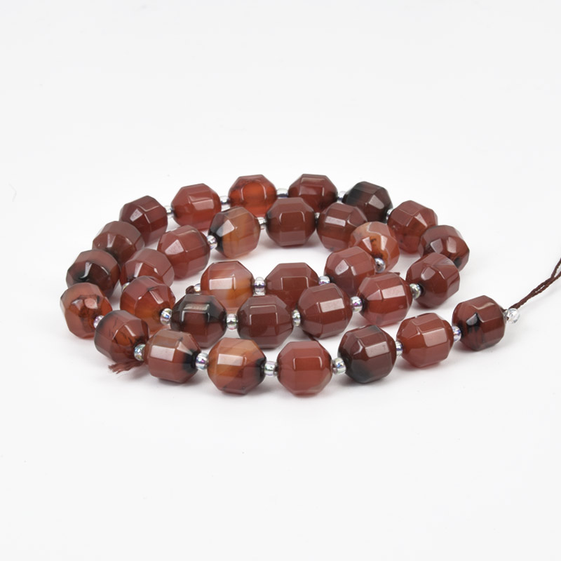 Намистини Агат коричневий, Натур. камінь, 10 мм, Круглі грановані (BUS-058216)