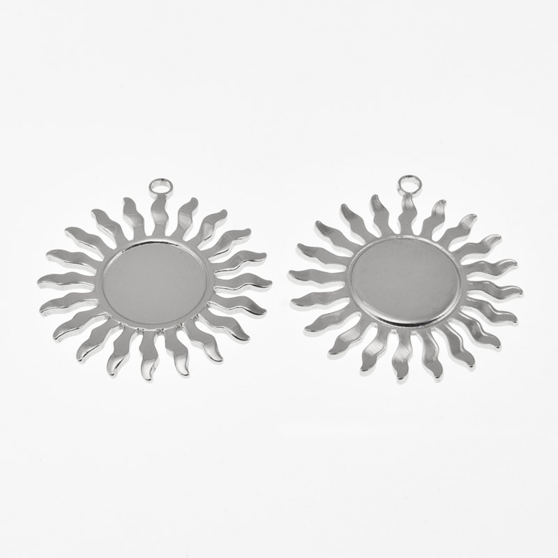 Основа Сонце з нерж. сталі, 38х35 мм, 15 мм, Темне срібло (STL-059508)