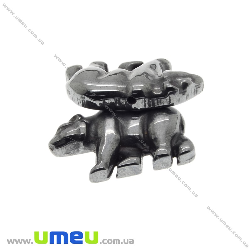 Підвіска Ведмідь з натурального каменю, Гематит, 24х14 мм (POD-022098)