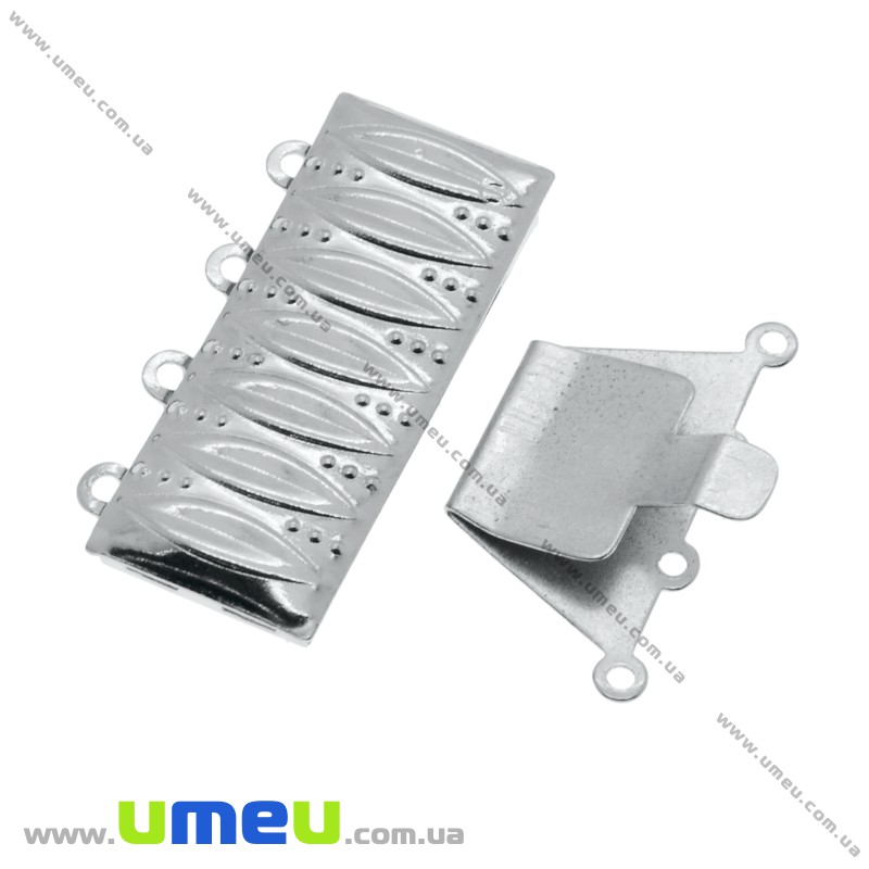 Замок-защіпка на 4 нитки, 25х17 мм, Темне срібло (ZAM-020460)