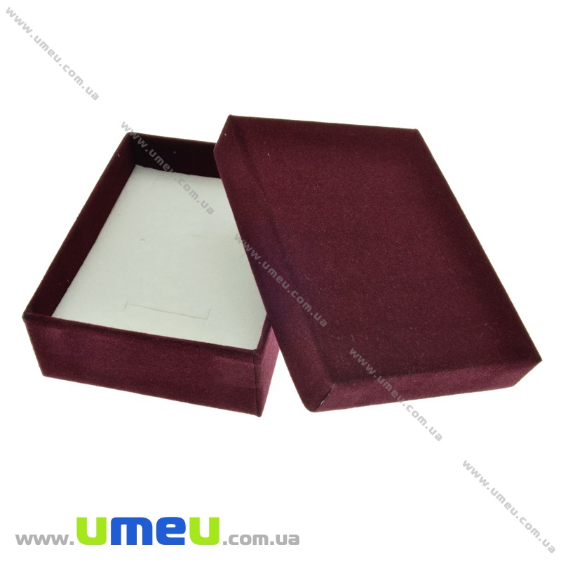 Подарункова коробочка Прямокутна оксамитова, 9х7х3 см, Бордова (UPK-023144)