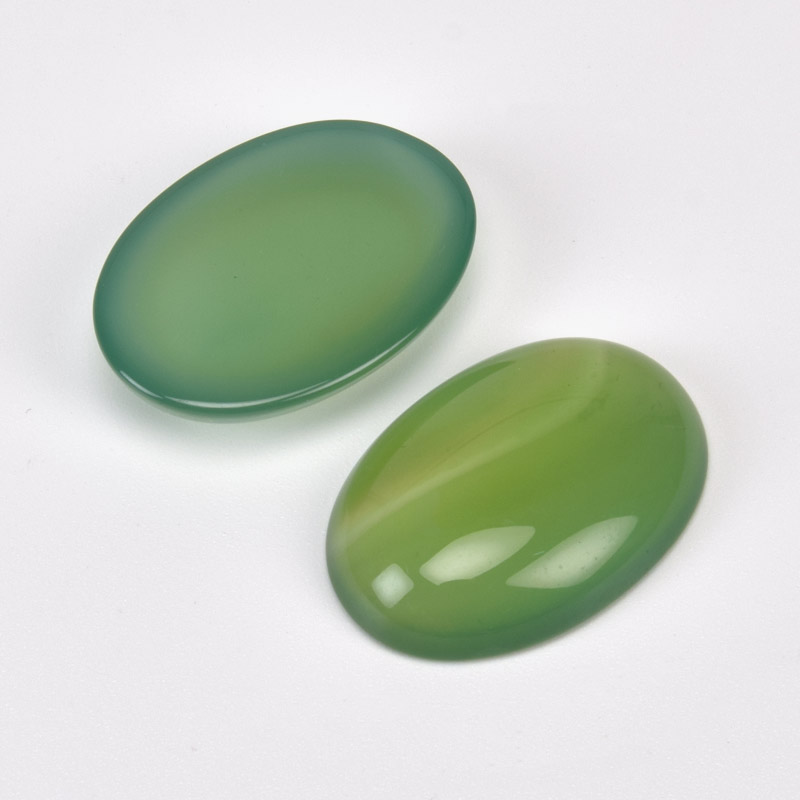Кабошон нат. камень Агат зеленый, Овал, 25х18 мм (KAB-016098)