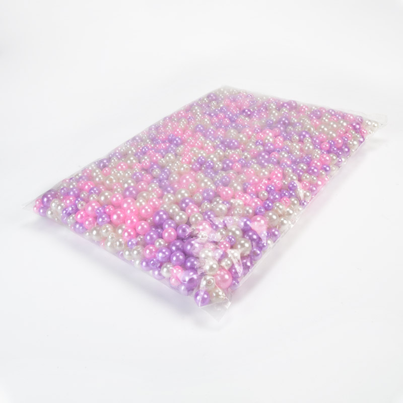Намистини для сумок ОПТ, Пластикові круглі, Перли, 6-10 мм, Мікс рожевий (BUS-059771)