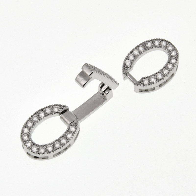 Застёжка, 27х8,5 мм, Латунь с покрытием Родий, Куб. цирконий (ZAM-060830)