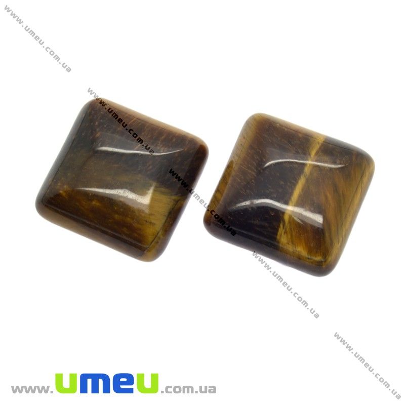 Кабошон нат. камінь Тигрове око, Квадратний, 16х16 мм (KAB-012653)