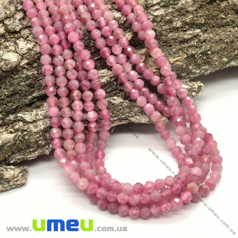 Намистини Турмалін, Натур. камінь, 3 мм, Круглі грановані (BUS-037292)