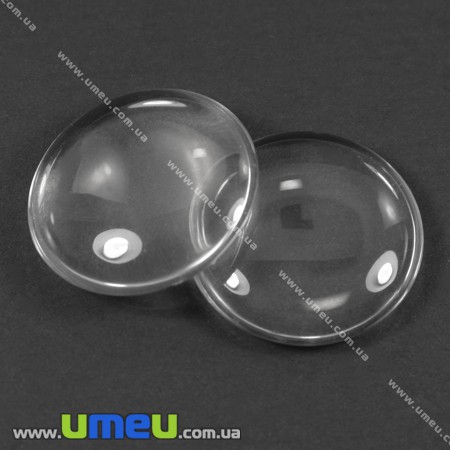 Кабошон скляний Лінза кругла, 16 мм, Прозорий (KAB-002646)