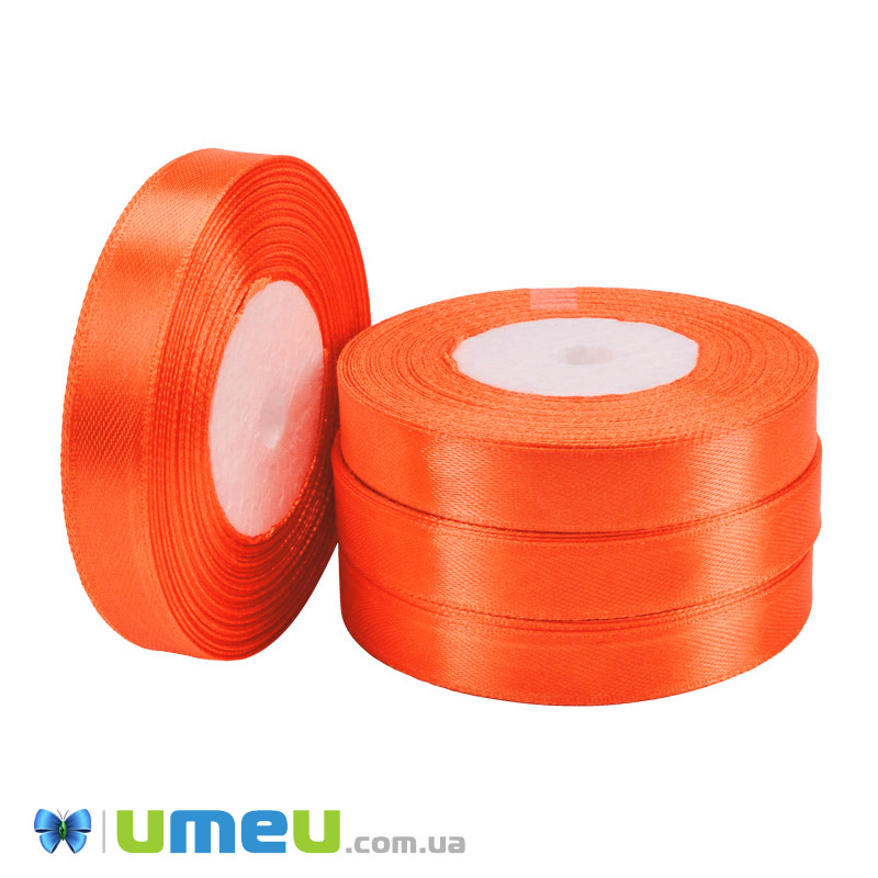 Атласна стрічка, 12 мм, Помаранчева яскрава (LEN-051033)