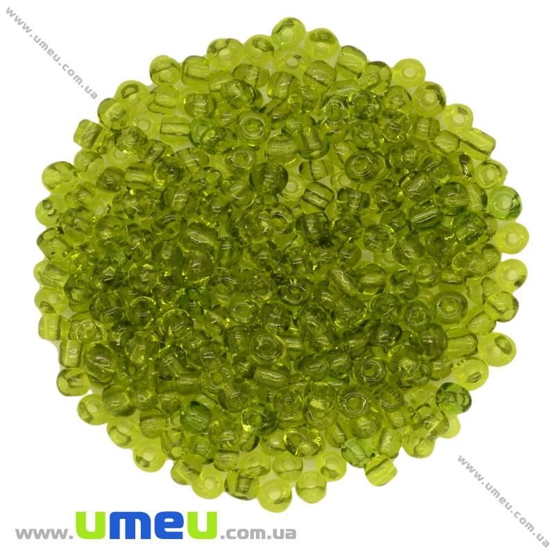 Бісер китайський великий, 6/0, Салатовий прозорий, 4 мм (BIS-009027)