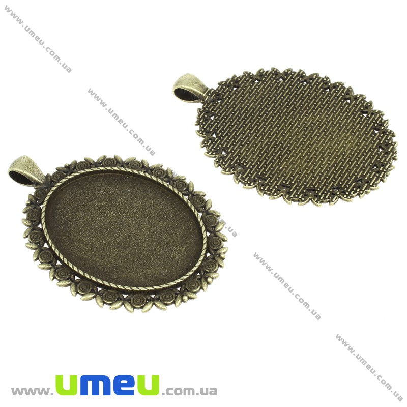 Основа овальная, 60х42 мм, 40х30 мм, Античная бронза (OSN-006739)