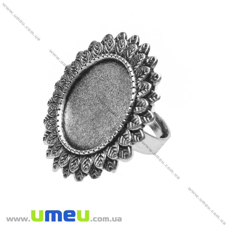 Кільце під кабошон 20 мм, Античне срібло (OSN-013579)