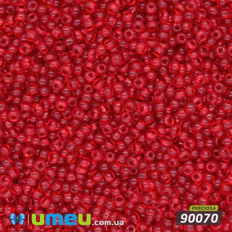 Бісер чеський 15/0, №90070, Червоний, Прозорий (BIS-031266)