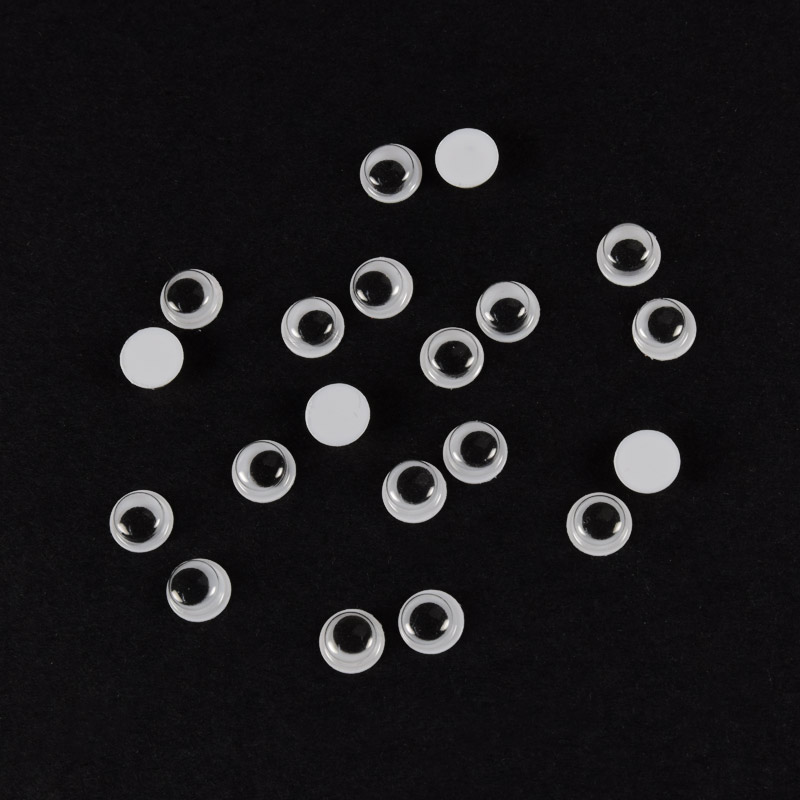 Очі клейові круглі з бігаючими зіницями, 6 мм, Білі (DIF-056615)