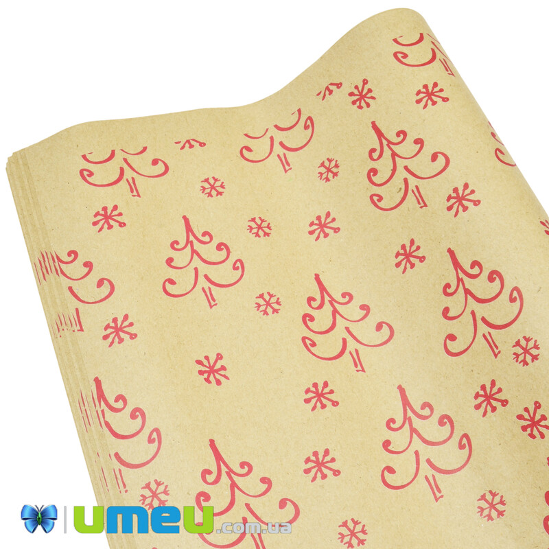 Пакувальний папір Новорічний, Крафт, 70х100 см (UPK-043047)
