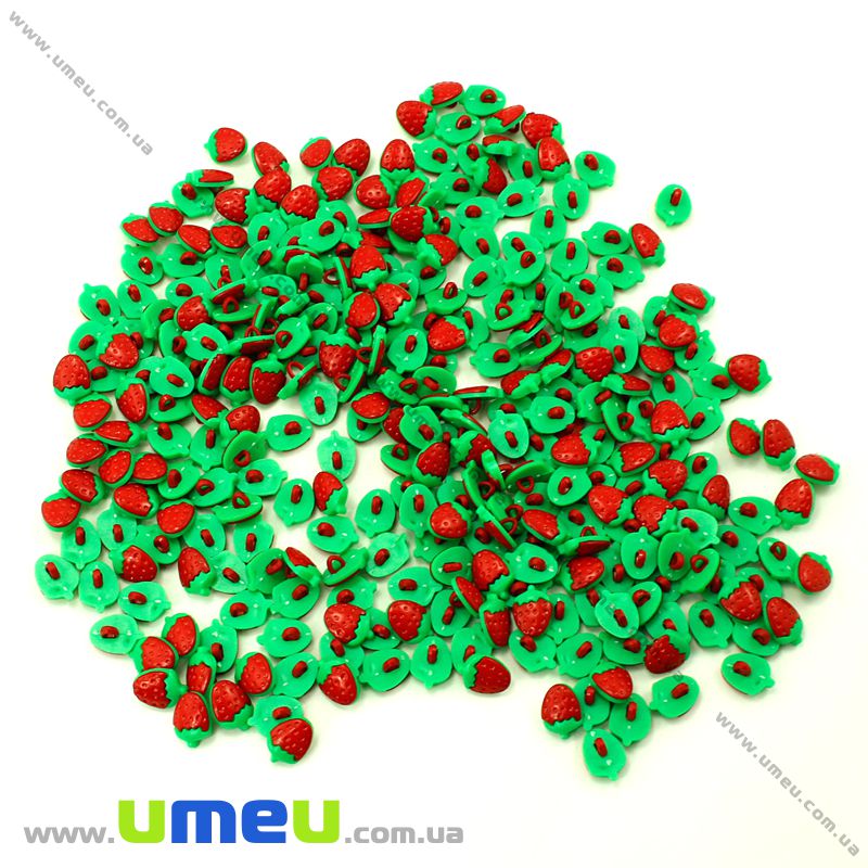 Пуговица пластиковая на ножке Клубничка, 15х11х8 мм, Красная (PUG-008960)