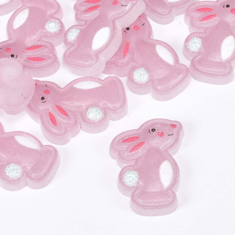 Кабошоны пластиковые, Зайчики, 24х17 мм, Розовые (KAB-060897)