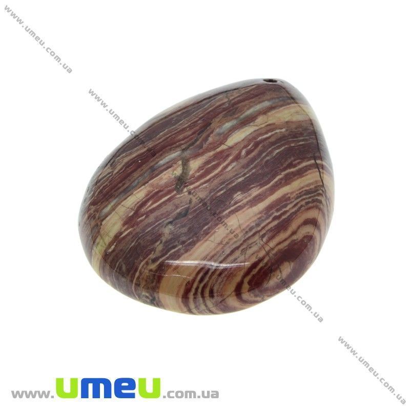 Подвеска из натурального камня, Окаменелое дерево, Капля, 39х29 мм (POD-033022)