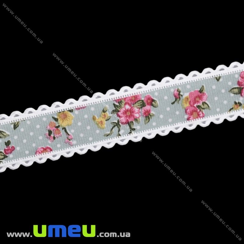 Тасьма гобеленова в горошок, 25 мм, Сіра (LEN-025638)