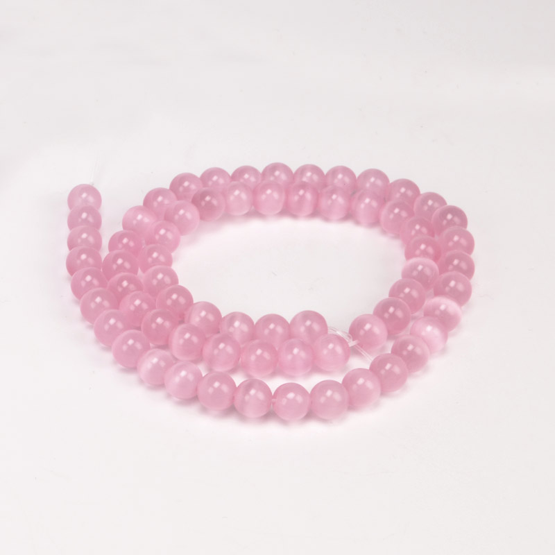 Намистини Котяче око, Синт. камінь, 6 мм, Рожеві, Круглі (BUS-054255)