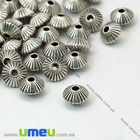 Намистина мет. Біконус, 8х5 мм, Античне срібло (BUS-009017)