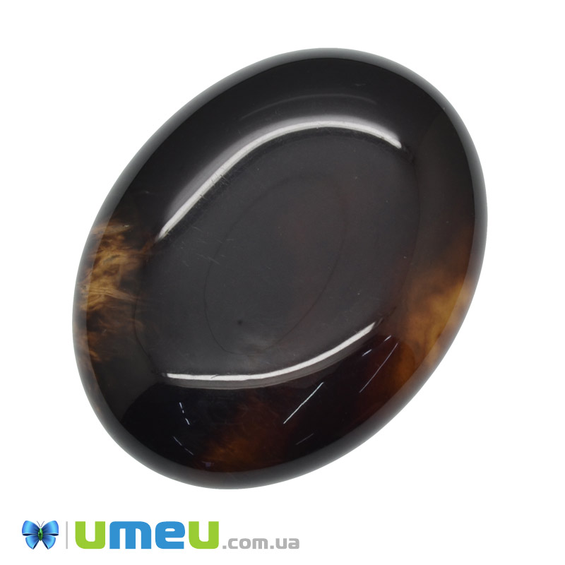 Кабошон нат. камінь Агат коричневий, Овал, 39,8 х29,7 мм (KAB-050620)