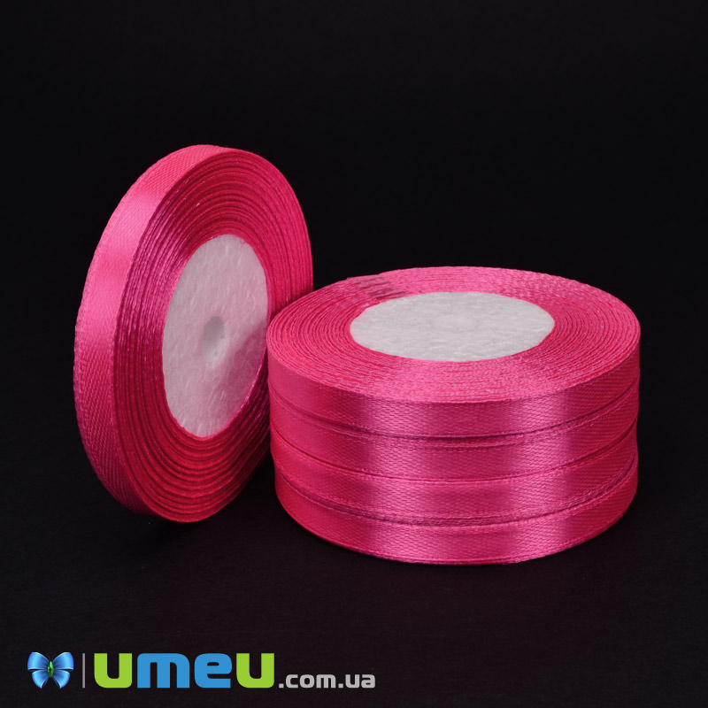 Атласна стрічка, 6 мм, Рожева яскрава (LEN-050984)