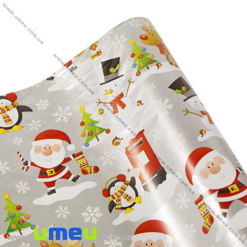 Пакувальний папір Новорічний, Срібляста, 70х100 см (UPK-030223)