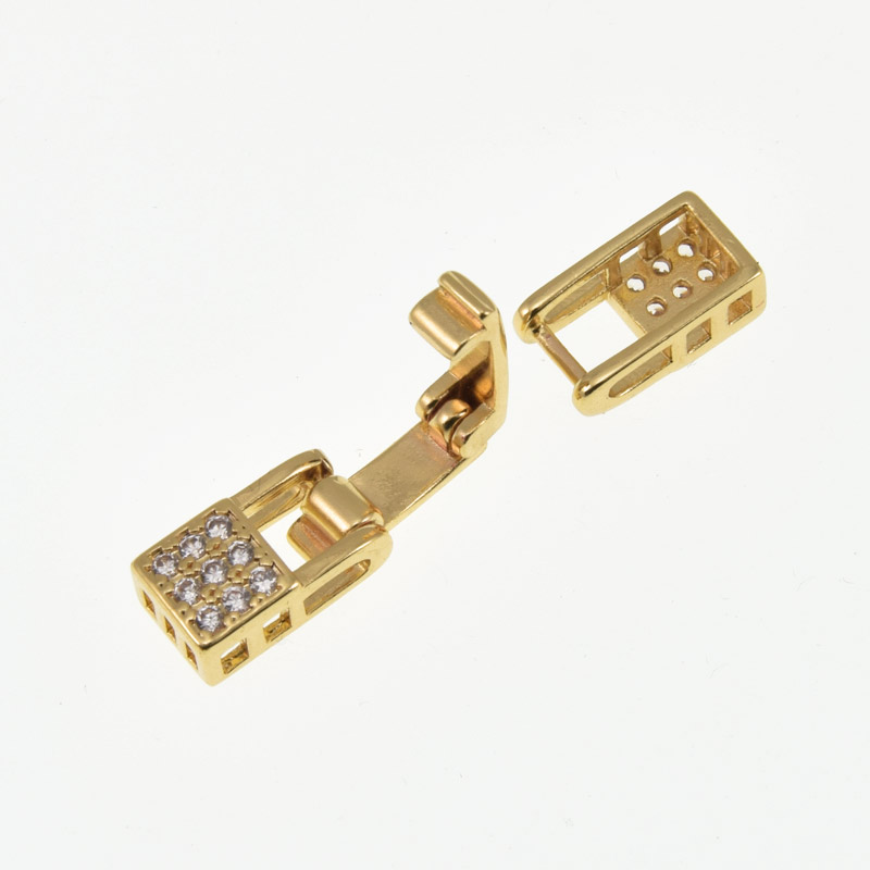 Застібка, 27х6,5 мм, Латунь з покриттям 18 kt, Куб. цирконій (ZAM-060831)