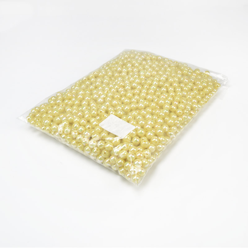 Бусины для сумок ОПТ, Пластиковые радужные, Круглые, 8 мм, Желтые (BUS-060278)