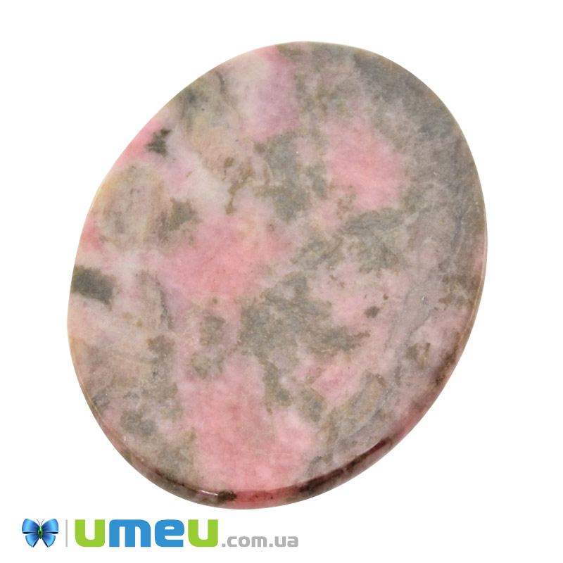 Кабошон нат. камінь Родоніт, Овал, 40,4 х30,4 мм (KAB-050548)